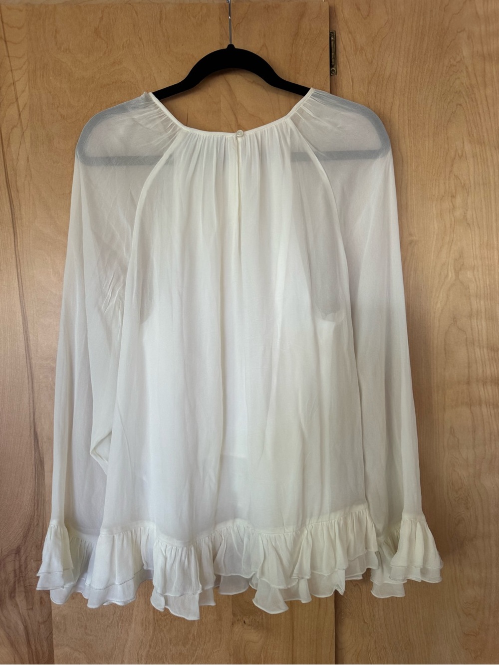 J crew white sheer chiffon long sleeve blouse size XL - Picture 2 of 4